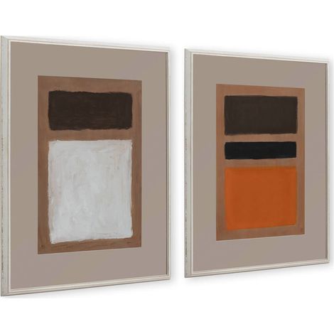 Set de 2 tableaux abstraits encadrés - blanc décapé (1/3)