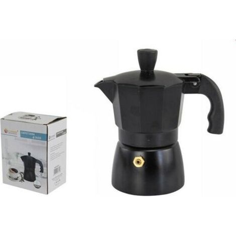 TrAdE Shop Traesio - Caffettiera Moka Macchinetta Caffè Espresso Nera Opaca Misura 6 Tazze -