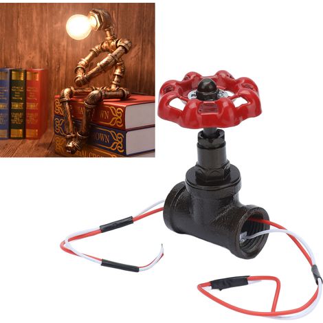 [Interrupteur de lampe] + Robuste + [Interrupteur vintage steampunk à fils pour lampe de bureau robot industriel G3/4 12V/120V en aluminium bronze avec bouton rouge] (1/5)