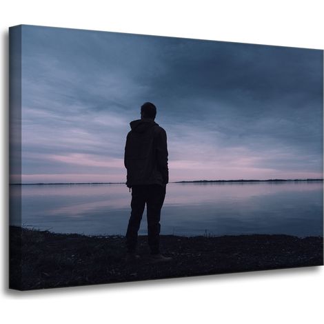 Lienzo impreso Paisaje Lago Hombre 70x50