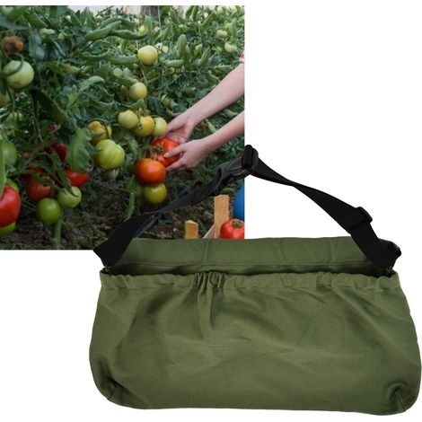 Erntetasche, Aufbewahrungstasche für Gemüsegarten, Aufbewahrungstasche für Obsternte, Pflücktasche für Früchte, Gartengerätetasche zum Umhängen, olivgrün (1/5)