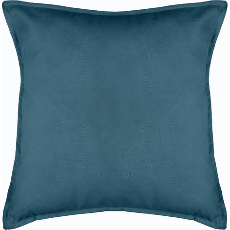 Atmosphera – Coussin carré 55x55cm en coton bleu canard – Effet velours – Déhoussable – Label OEKO-TEX pour décoration intérieure (1/6)