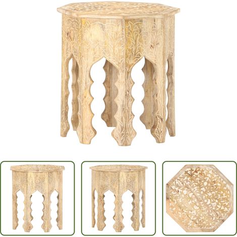 Bois de manguier - Table d'appoint Ø48 cm Bois de manguier massif (1/5)