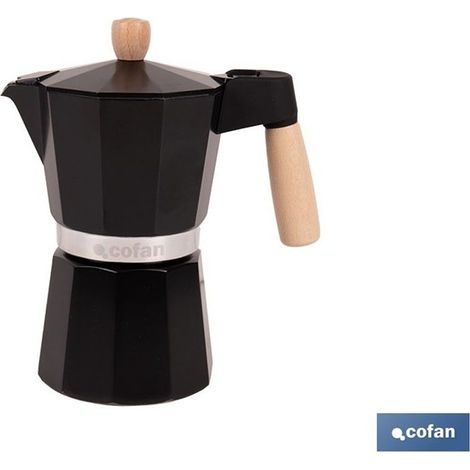 Cafetière à induction italienne, 6 tasses, aluminium, 17 x 10,5 x 19,5 cm, 580 g (1/4)