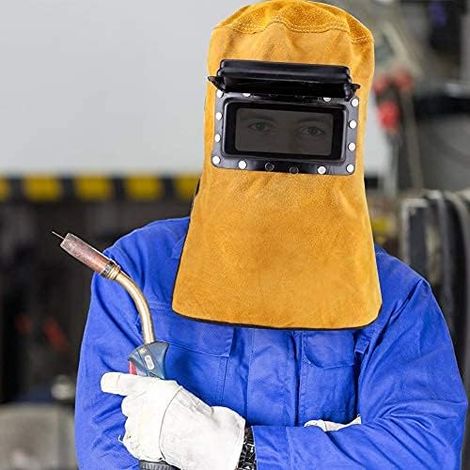 GROOFOO Masque de Soudure, Casque de Soudeur en Respirant, Cuir Automatique, Casque de Soudure de Protection avec L'objectif de Filtre Assombrissant Automatique (1/5)