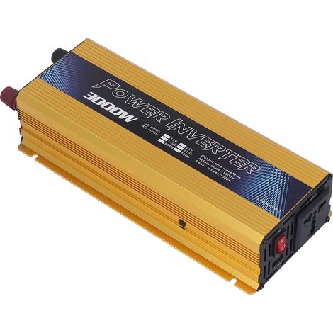 Convertisseur de puissance pour voiture à onde sinusoïdale avec port USB et ventilateur de refroidissement, 3000 W CC 12 V vers CA 110 V 60 Hz, plaqué or (1/5)