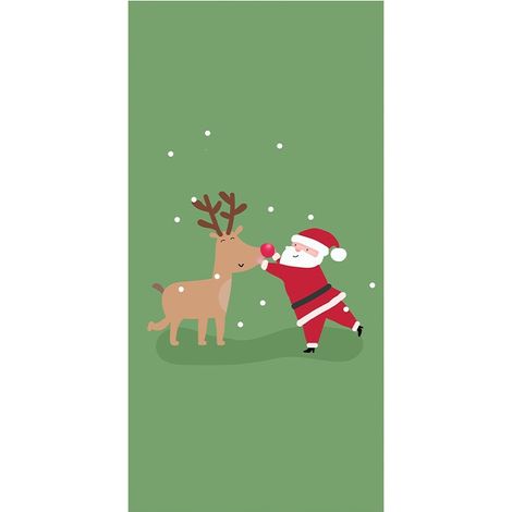 Rideau de porte de Noël 2026, bannière extérieure avec fond photo Père Noël et chien, tissu à suspendre - 90 x 180 cm (œillets + ruban) - 10