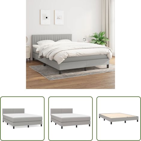 vidaXL Matelas à ressorts ensachés -  Sommier à lattes de lit avec matelas Gris clair 140x190cm Tissu (1/5)