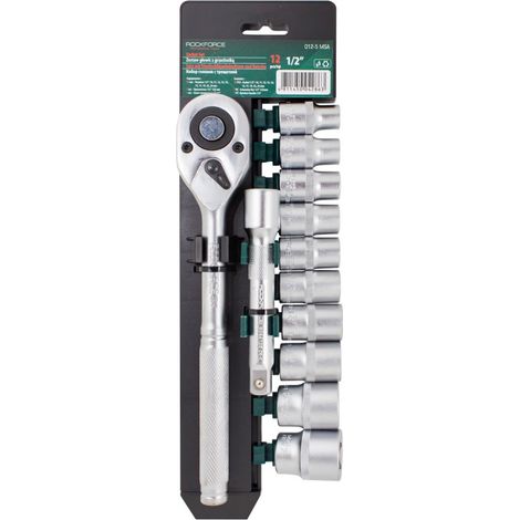 Juego de llaves de carraca de 1/2" (12 piezas) Cr-V (1/3)