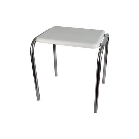 Tabouret de douche, inox, hauteur 500mm siège plastique,120kg,415x360mm,poli