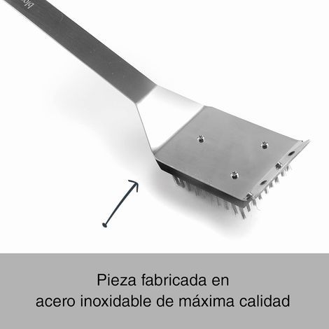 60267 - Brosse de nettoyage BBQ en acier inoxydable, manche ergonomique, passe au lave-vaisselle, 45 cm, inox