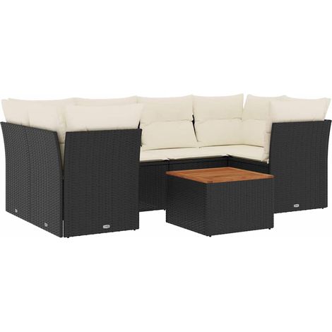Set Divani da Giardino con Cuscini 7pz Nero Polyrattan vidaXL (1/5)