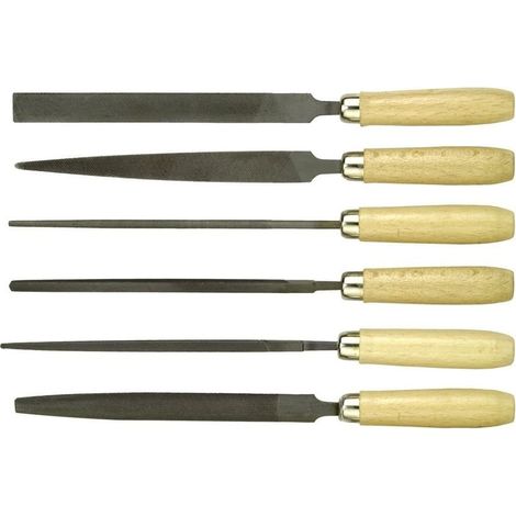 Lot de 6 limes 6 pouces en acier allié – Poignées en bois antidérapantes – Pour façonnage métal et plastique – Coupe précise (1/5)