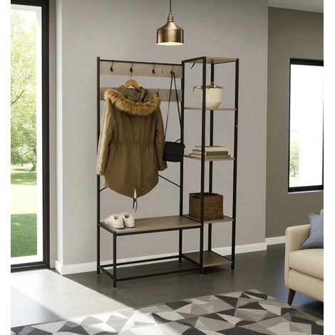 mobile da ingresso bellahome "industrial" grigio 110x40x180 cm (1/4)