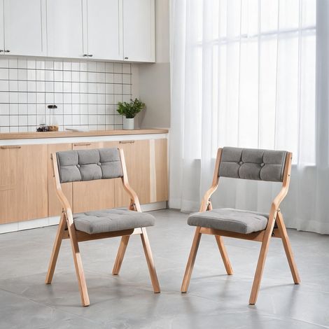 Chaise pliante en bois avec coussin lot de 2 gris 61 x 48 x 77 cm (1/5)