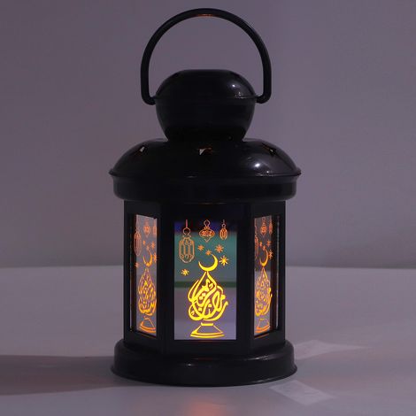 Lampe Lanterne LED Vintage Décorative Noire, Alimentation par Piles ABS, pour Camping Fête Bar Café (1/5)