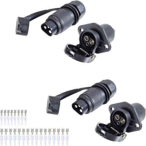 2 Pièces x Prise Remorque 3 Broches Male Femelle, Prise pour Remorque 12V Étanche Prise 3 Broches Male Femelle Connecteur, Prise 3 Broches pour Remorque Camions Voiture RV Tracteur (2 Pièces) (1/5)