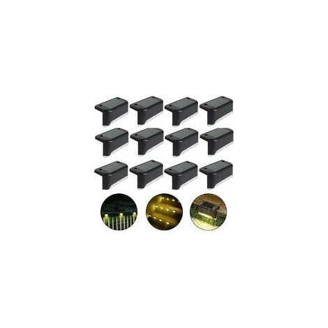 Luz solar impermeable para cercas, terrazas y escaleras, IP65, para patios y escaleras (luz cálida, 12 unidades) (1/5)