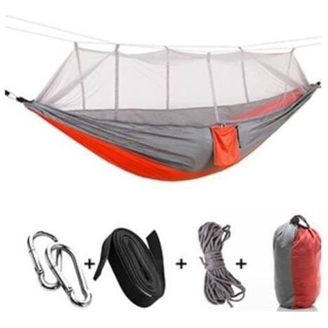 (Orange)Hamac nylon parachute tissu moustiquaire hamac extérieur anti-moustique-armée (1/3)