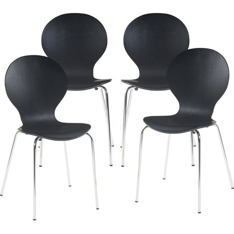 Set di 4 sedie da pranzo dal design moderno e robusto in nero e cromo (030009821)