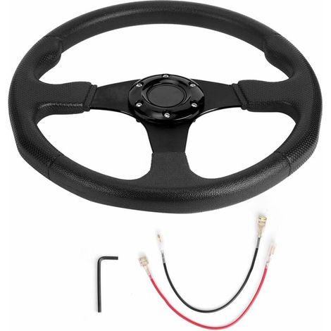 Volant de Sport de voiture de course de 350mm/14in plat profond 6 boulons direction de course modifiée universelle(Noir) (1/5)