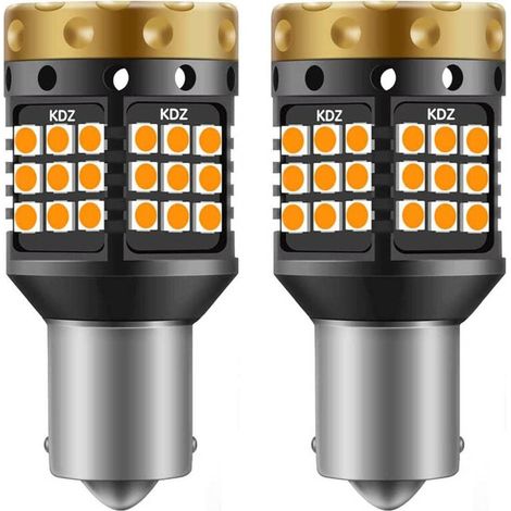 1156 BA15S P21W Ampoules Clignotants LED Ambre Jaune Orange 3700LM 3030 45 SMD Canbus Sans Erreur Anti-Hyper Flash (Pack de 2)