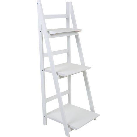 Escalera estantería de madera lacado blanca 41x38x110/115h cm (1/5)