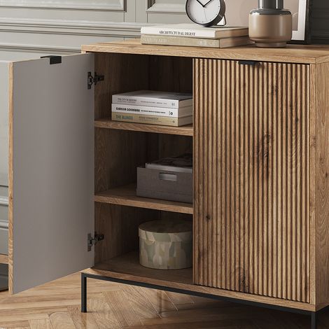 Aparador Eliza, Roble vikingo, 80 x 81.2 cm con 2 puertas, Vicco (1/5)