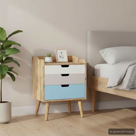vidaXL Mesita de noche de madera maciza de mango 47x35x63 cm (1/5)