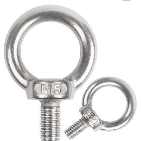 M5 Anneau de Levage Boulon à Oeil Acier Inoxydable 304 A2-70 Anneau a Visser Piton à Oeil Filetage Mâle pour Fixation, Suspension Intérieur et Extérieur 10pcs (1/5)