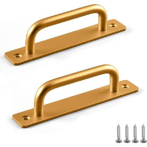 Juego de 2 manijas para puertas corredizas, manijas de aleación de aluminio, manija para gabinetes, diseño robusto y fácil instalación, para puertas corredizas tipo granero y puertas de armario (dorad (1/4)