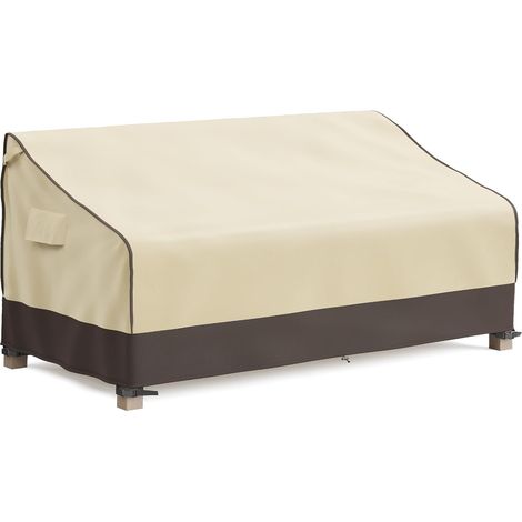 MR. COVER 3-Sitzer-Gartenmöbel-Überzug, wasserdicht, 80 Zoll (ca. 203 cm), wasserdicht, wetterfest, strapazierfähig, mit Belüftungsöffnung und Griffen, braun & khaki (1/5)