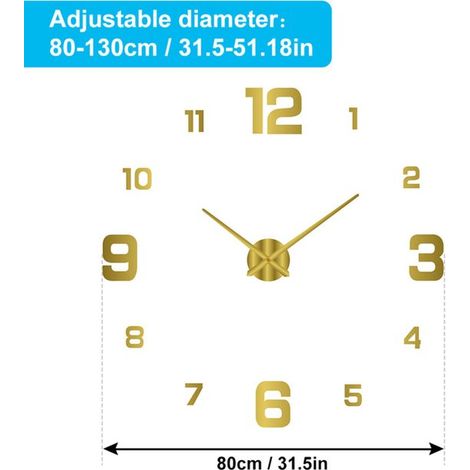 Reloj de pared silencioso 3D para armar tú mismo - 80-130 cm - Luminoso (1/4)