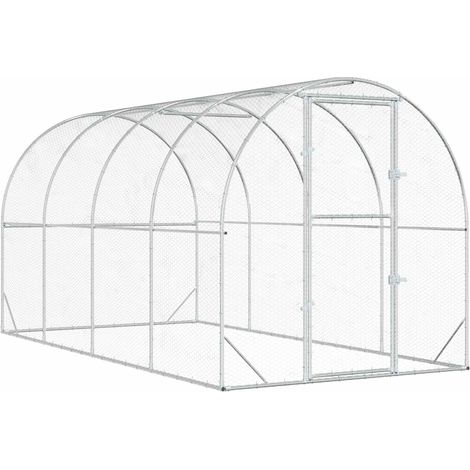 Hühnerunterkunft Silber 400 x 200 x 200 cm Verzinkter Stahl vidaXL (1/5)