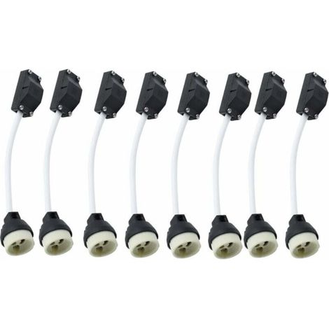 8 pièces douilles en céramique Gu10 avec connecteur de câble 2A 250v support de lampe Gu10 adaptateur de Base de douille avec câble isolé