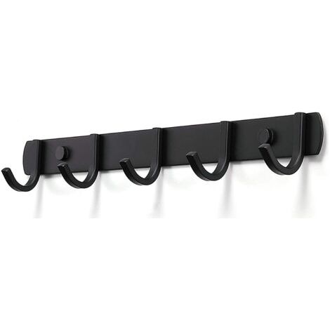 Rnemitery – Wandgarderobe aus Kohlenstoffstahl – 5 Haken – Maximale Traglast 15 kg – Rostfrei für Bad und Flur