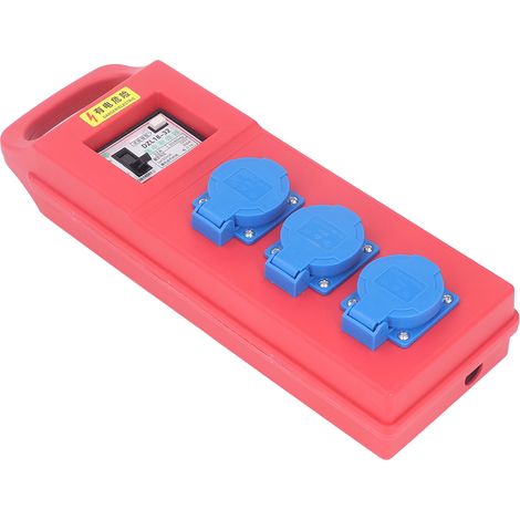 Boîtier de distribution électrique portable à 3 prises (3 trous), IP54, avec disjoncteur différentiel, 200-250 V CA. (1/5)