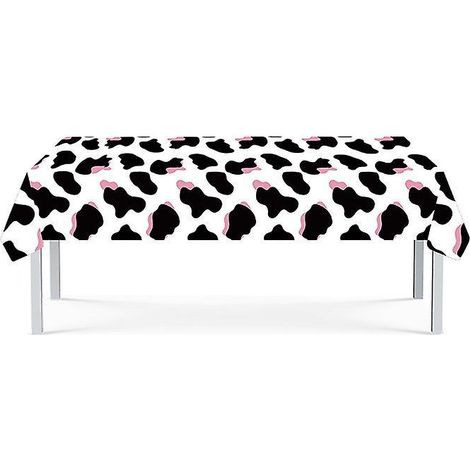 nappe Imprim Vache 1 Pices, Nappes Sur Le Thme Des Animaux De La Ferme Pour Fournitures De Fte D'anniversaire Thme Vache, Nappe Vache Noire Et B (1/2)