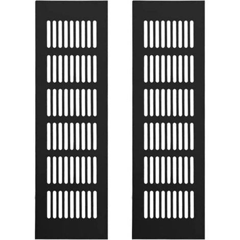 Rejilla de ventilación de aluminio de 2 piezas, rejilla de ventilación rectangular, rejilla de ventilación de aleación, rejilla de ventilación exterior (negra, 250 x 80 mm) (1/5)
