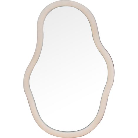 Specchio da Parete in Legno Rivestito in Velluto 40x50 cm Beige Peraga Home