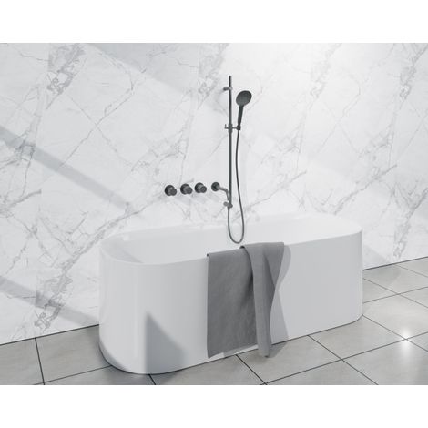 Fortifura Nebbio Ensemble combinaison de bain - mitigeur thermostatique - barre de glissement avec coude mural intégré - flexible de douche métallique (1/5)