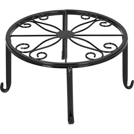 Support à plantes sur pied, étagère à un seul niveau pour pots de fleurs, pour balcon ou salon (noir) (1/5)
