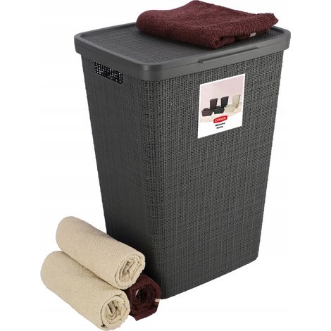 Coffre a Linge - CURVER - Jute 58L - 70% Plastique Recyclé - 34x43x60 cm - Contemporain