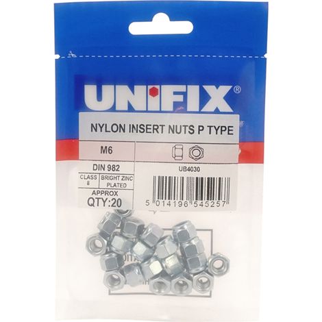 Unifix Class 8 Nylon Insert Nuts P Type DIN 982 BZP - M12 (1/2)