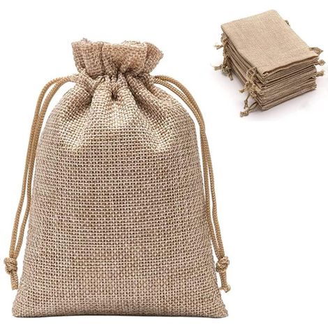 Sachets cadeaux - Lot de 50 - Sacs en lin à cordon - Cordon de serrage ajustable - Emballage cadeau - Sac en tissu pour matériel de peinture - Idéal pour les mariages, les fêtes d'enfants et comme cad (1/5)