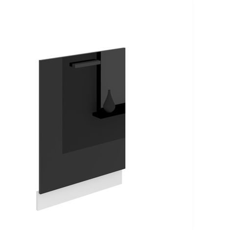 Belini – Habillage de porte pour lave-vaisselle 60 cm – Panneaux de particules avec revêtement mélamine – Système de fixation professionnelle – Couleur noir brillant (1/4)