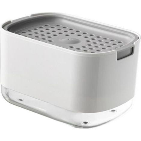 Distributeur de savon 2 en 1 et porte éponge blanc pompe à savon jetable pour plan de travail de cuisine (1/4)