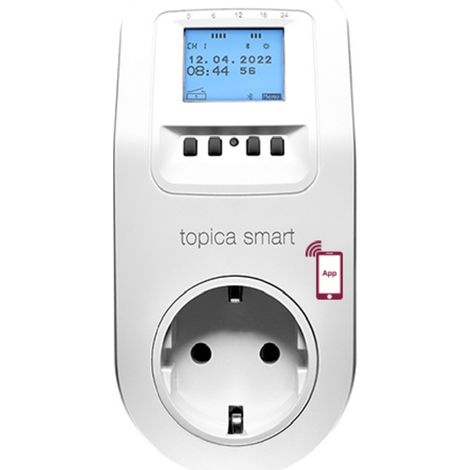 Grässlin 43.15.0001.1 topica smart - Schuko-Steckdosenschaltuhr universell einsetzbar mit Wochen- Jahres- und Astrofunktion Montage an Steckdose (1/5)