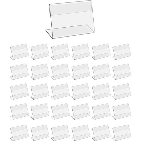 Lot de 30 Pièces Porte-étiquette Transparent, 6 x 4 cm Mini Affichage du Signe Porte-cartes, Acrylique Signe Nom Porte Cartes pour Bureau Magasin Supermarché Restaurants Bannière (1/5)