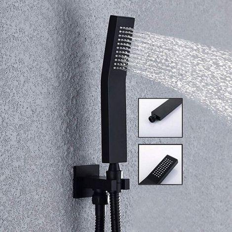Kit de douchette à main à pression G1/2 pouces, Spray noir mat (1/5)